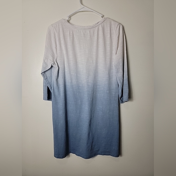 Pure Jill Women's White Blue Ombre Ballet Sleeve Tunic Top, S - Picture 2 of 8
